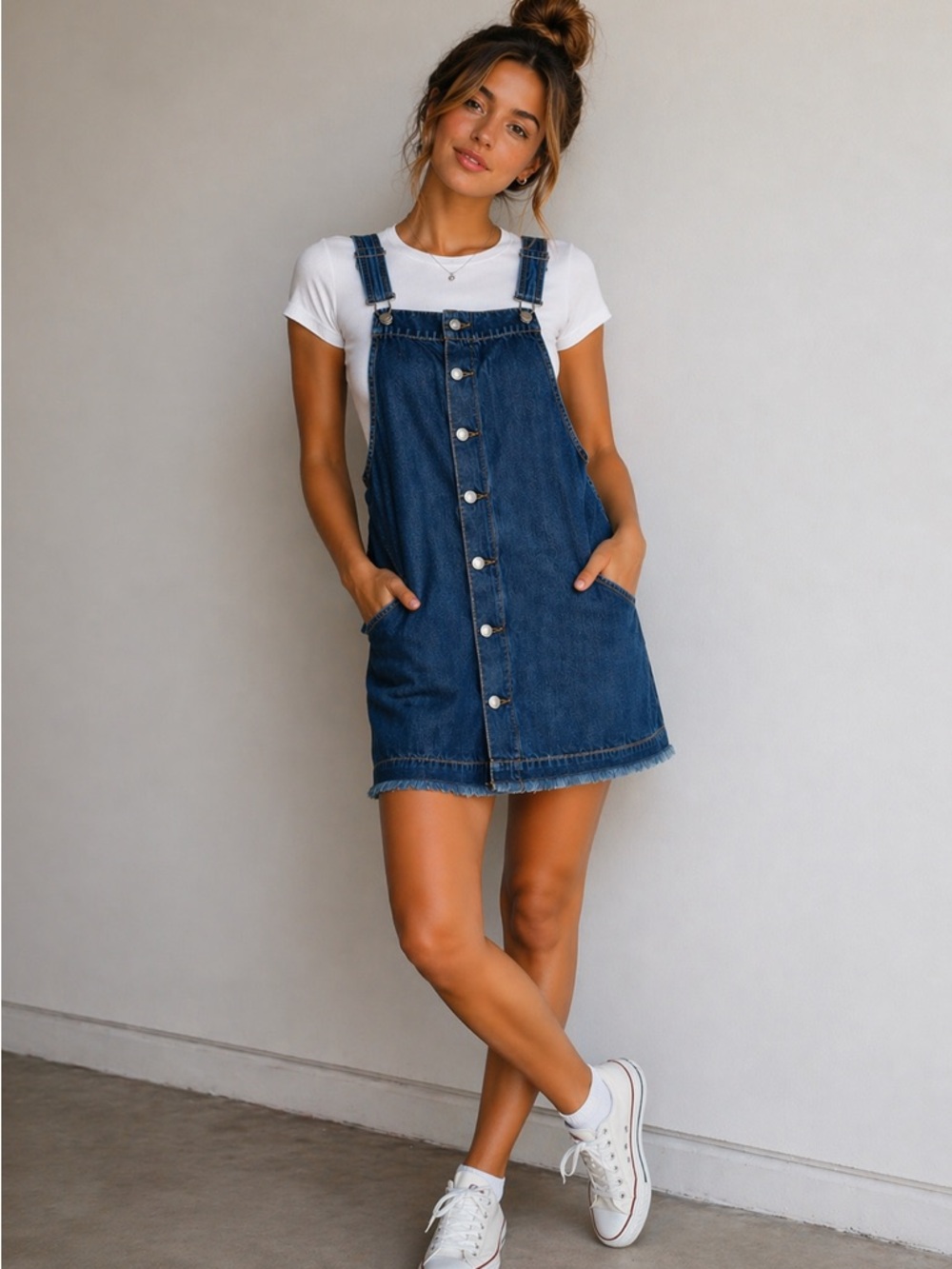 American Eagle Outfitters | Overall Skirt Dress | Size Small  |Pockets Raw Hem